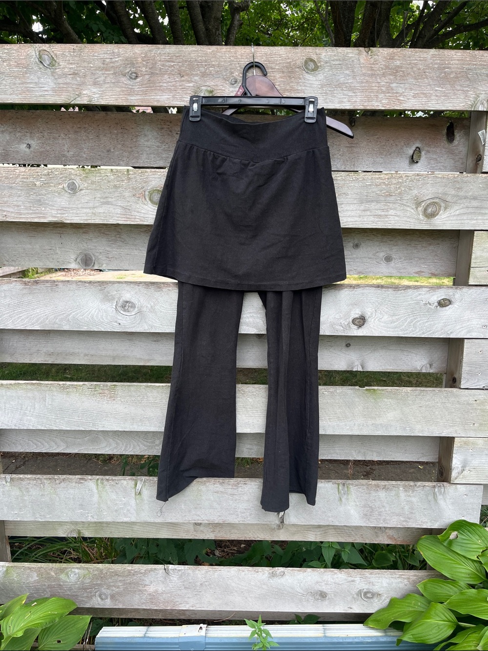 Conscious Clothing black hemp & cotton blend skirted flared leggings S/M